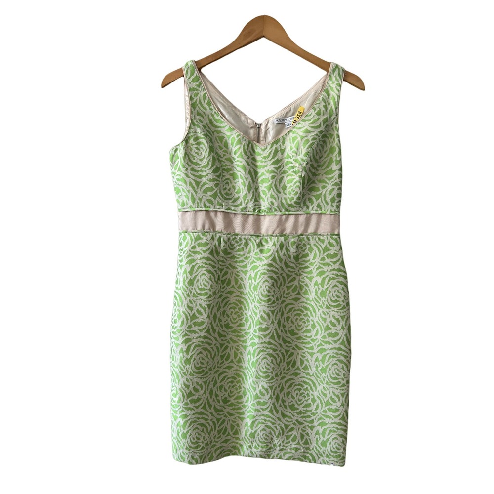 Maggy London Grass green print sheath dress